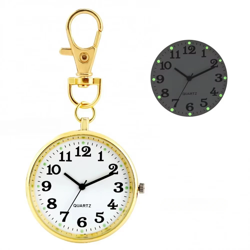 Relojes De bolsillo De cuarzo luminosos, Reloj De bolsillo De enfermera a la moda, llavero, Reloj con batería, esfera con números arábigos, Reloj De Bolsillo