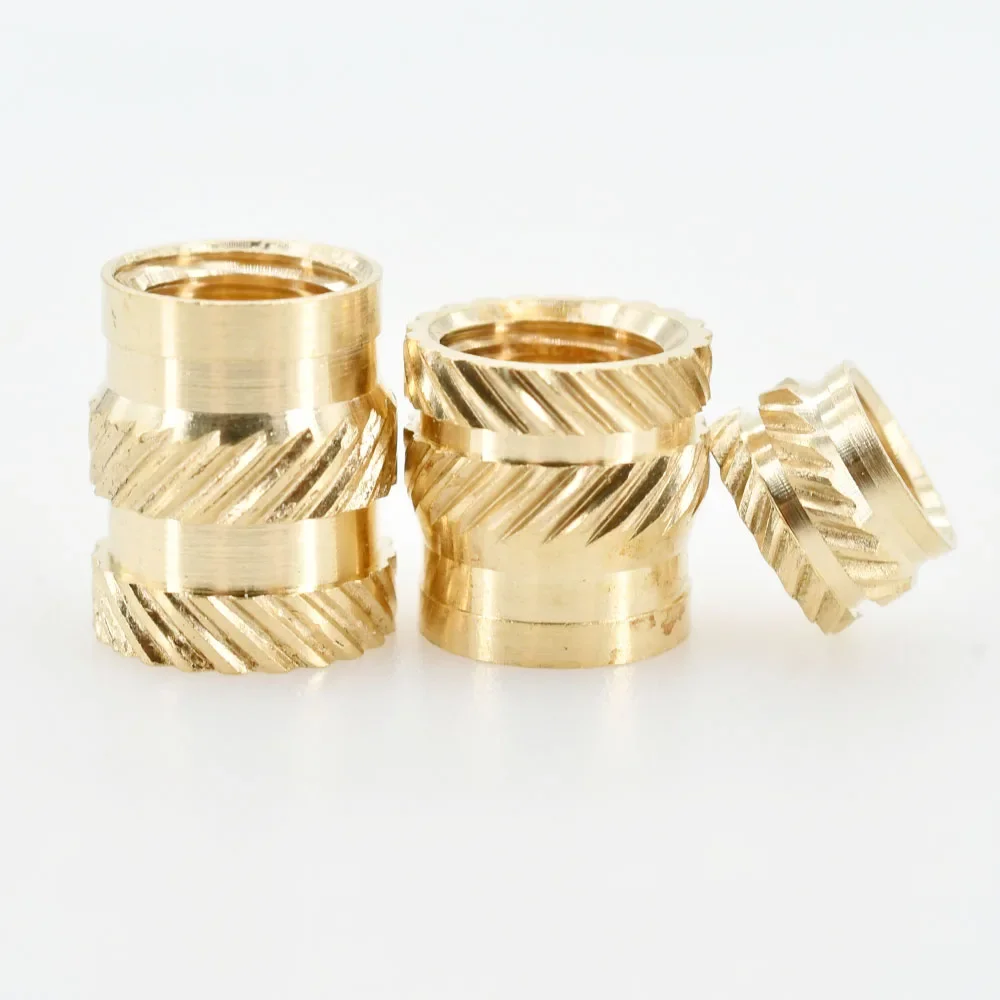 M2 M2.5 M3 M4 M5 M6 M8 M10 Brass Heat Insert Nut Double Twill Knurle Molding Injection Embedment Thread Hot Melt Nuts 3d Printer