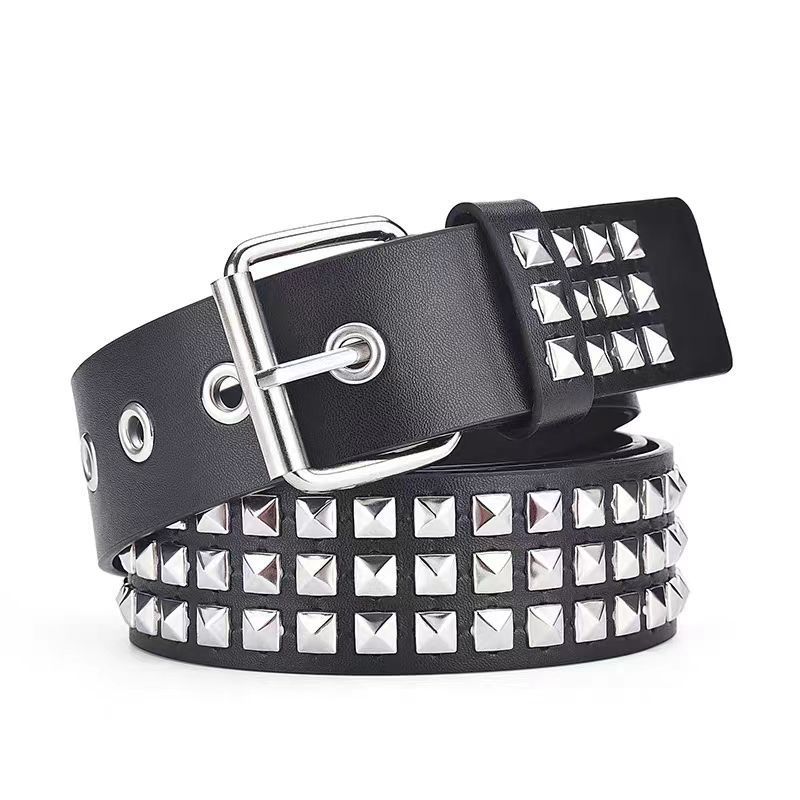Cinturón con ojales de estrella para mujeres y hombres, cinturón con hebilla doble a la moda, cinturón de fiesta Unisex