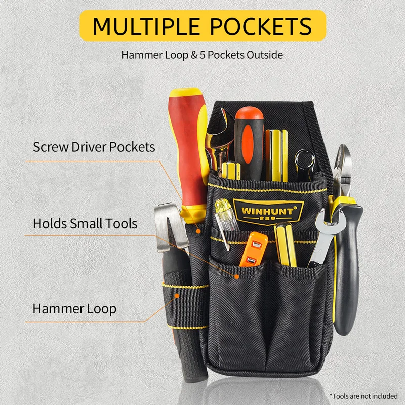 WINHUNT Tool Pouch Tool Belt Pouches with Belt Clip Utility Mini Tool Organizer Pouch for Electrician,Carpenter,Construction