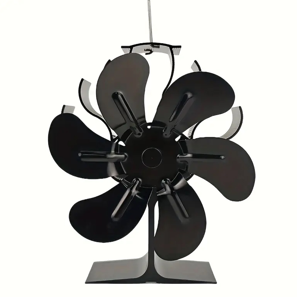 Wärmebetriebener Ofenventilator, umweltfreundlich, schwarz, 6 Flügel, Holzbrenner, Kaminventilator, effiziente Wärmeverteilung, Winterwärmer für Zuhause