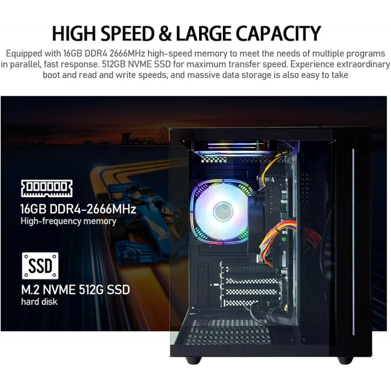 PC para juegos |   Ryzen5 5600GT |   Nvme SSD 512G |   16GB de RAM |   Computadora de sobremesa WiFi 6 Torres precostruidas Negro