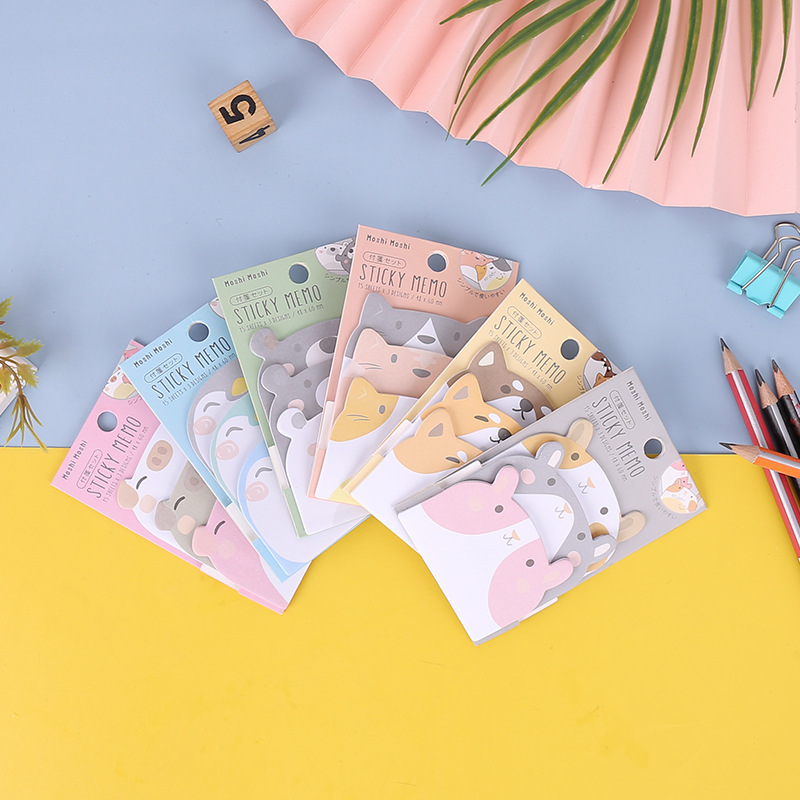 Lytwtw's-Bloc-notes adhésif Kawaii, notes autocollantes d'animaux, bloc-notes de over, fournitures scolaires de bureau, autocollant de papeterie