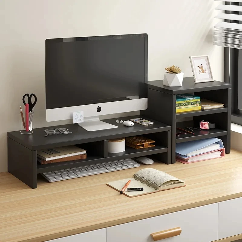 Estante elevado para pantalla de Monitor de ordenador, Panel de superficie de escritorio de oficina, soporte de almacenamiento de teclado, Base de almacenamiento de escritorio, altura