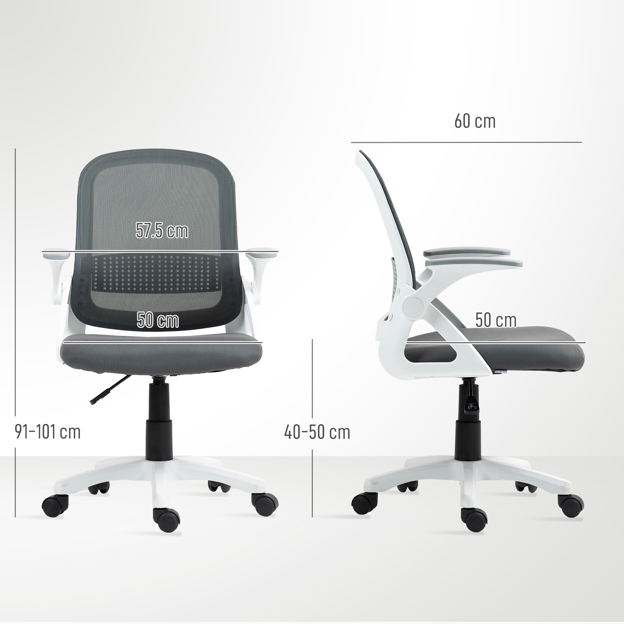 HOMCOM Ergonomic Swivel Computer Chair with Flip-up Armrests