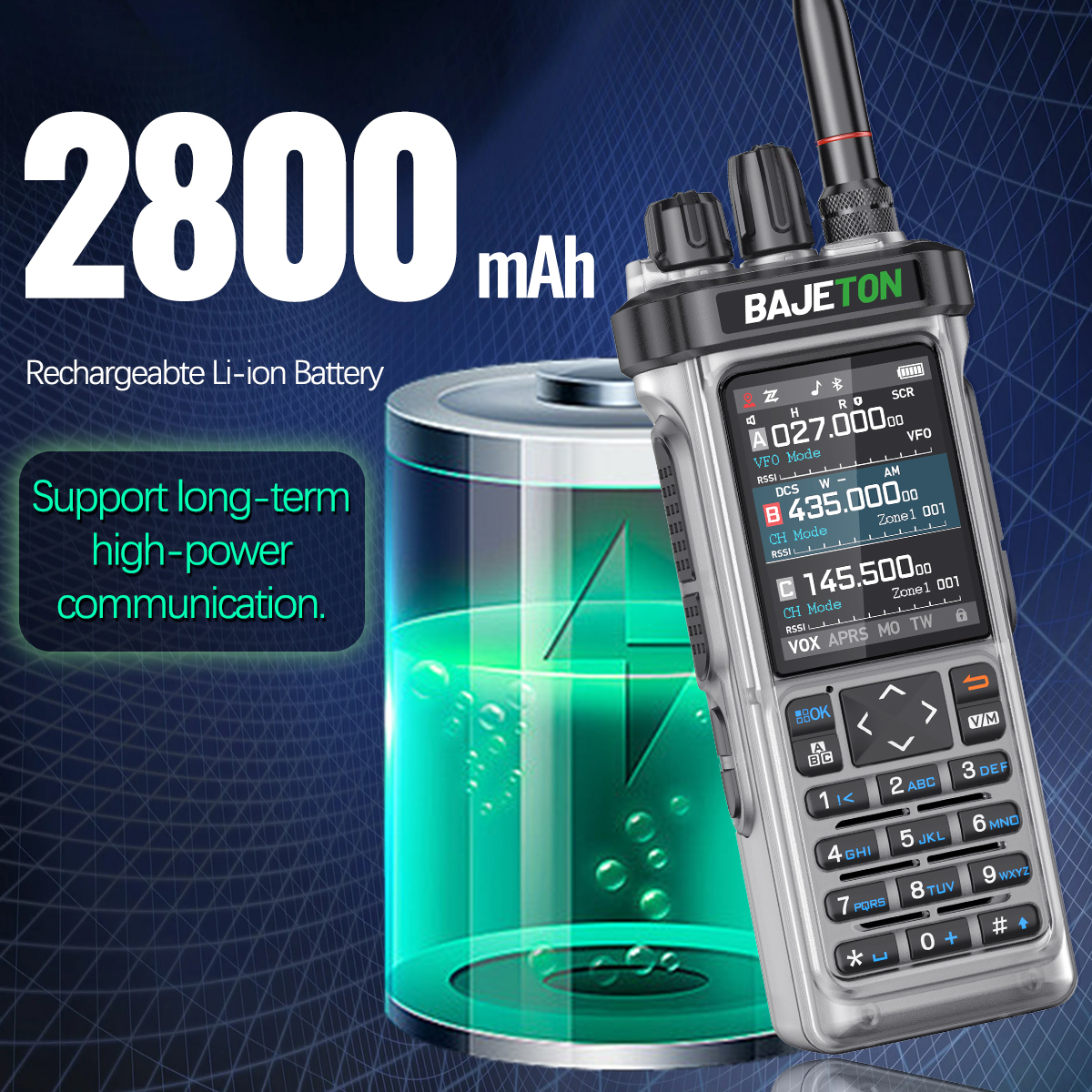 BAJETON BJ-9000 Walkie Talkie AM/FM/CB/LSB/USB/CW receptor con GPS APRS 10W Bluetooth programación de teléfono CB Radioaficionado RT-950PRO