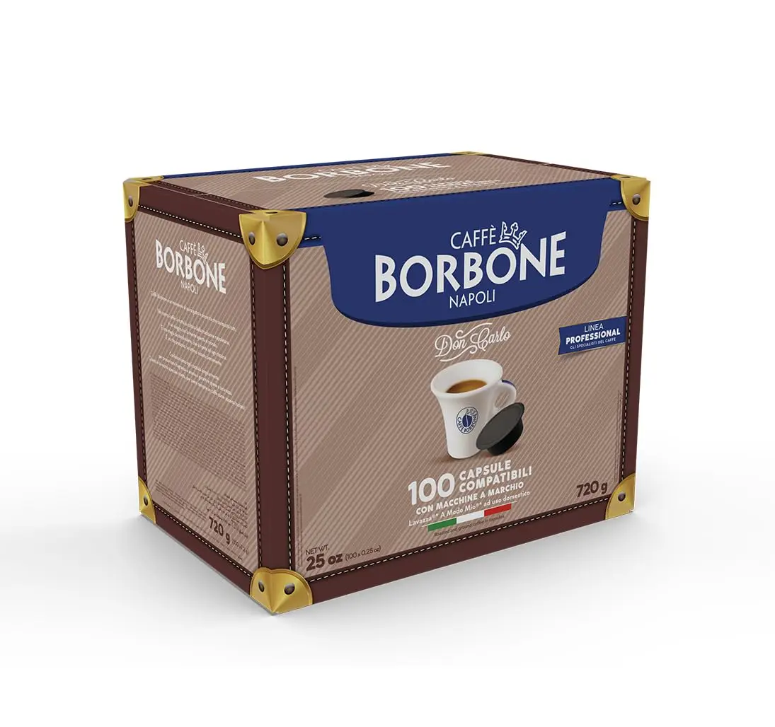 Café Bourbon Don Carlo, Mélange Noir-100 Capsules - Compatible avec les Machines Domestiques Lavazza * Mio *