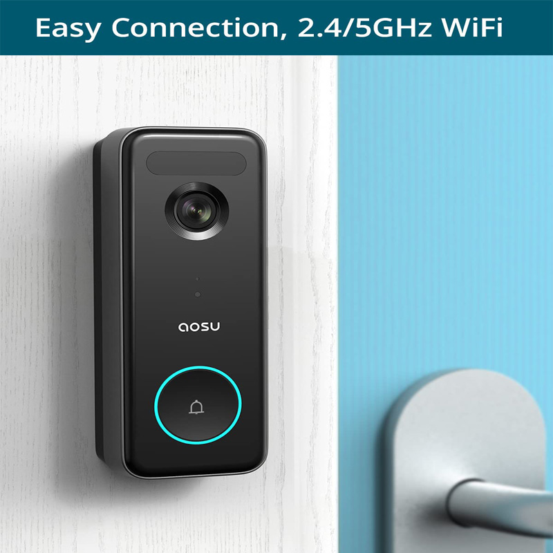 AOSU 5MP Ultra HD 2.4/5G WiFi vidéo sonnette caméra extérieure PIR détection de mouvement Audio bidirectionnel sans fil sonnette de porte Support Alex