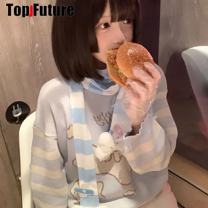 Harajuku Gothic Lolita Y2k Meisje Punk Vrouwen Lange Sjaal streetwear engel Harige Bone Sjaals