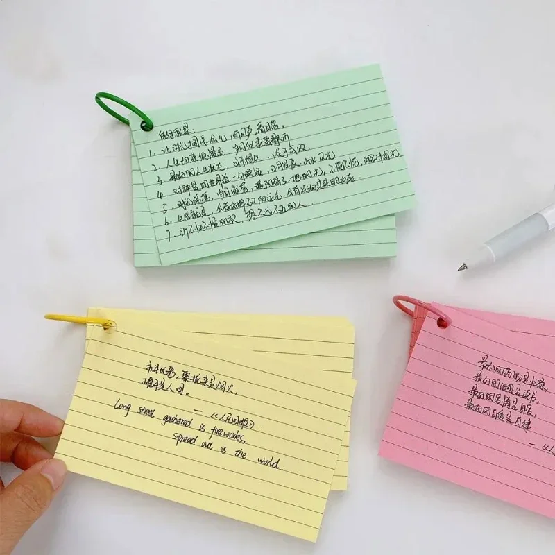 1Pcs Binder Horizontal Line Memo Book Loose-Leaf Index Cards Flash Cards Small Revision Cards for Study Office NotePads
