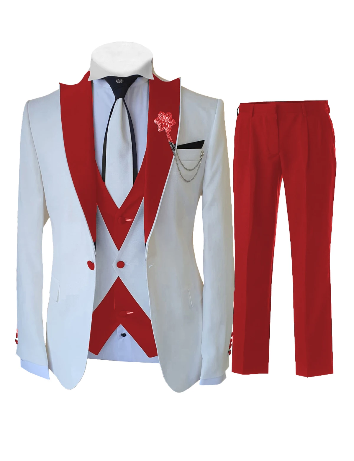 แฟชั่น Tailor-made สีขาวชุดสําหรับชาย 3 ชิ้นชุด SLIM FIT งานแต่งงานที่ดีที่สุด Man เจ้าบ่าว Tuxedo (เสื้อ + เสื้อกั๊ก + กางเกง)