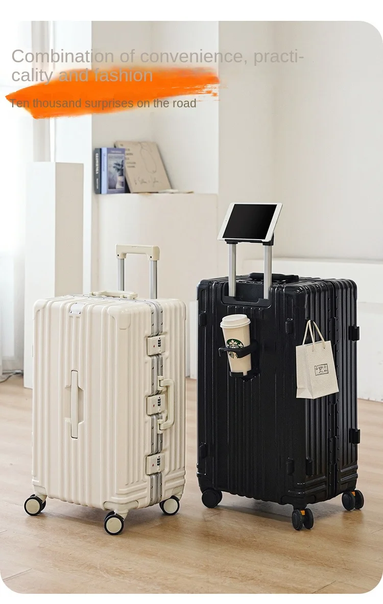多機能キャリア - 26 インチスーツケースに座ることができます厚みのある ABS + PC トロリーケース旅行荷物アルミフレーム
