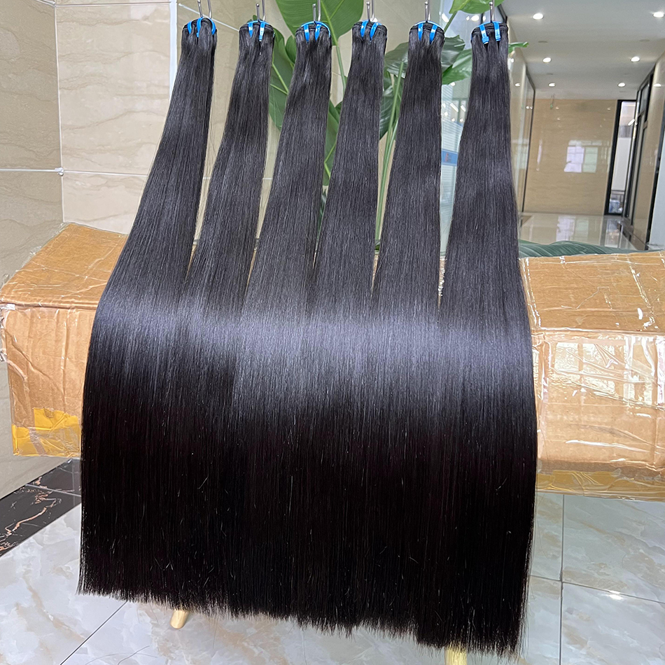 Double Drawn 15A Unprocessed Human Hair Bundles Bone Straight 100% Raw Vietnamese Natural Color Hair Weft Extensions