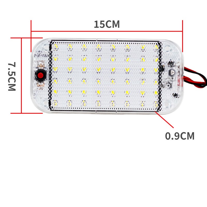 Barra de luz interna com 48 compartimentos, para rv, caminhão, barco, 12-85v, alto brilho, lâmpada de leitura interna com interruptor liga/desliga, 1 peça
