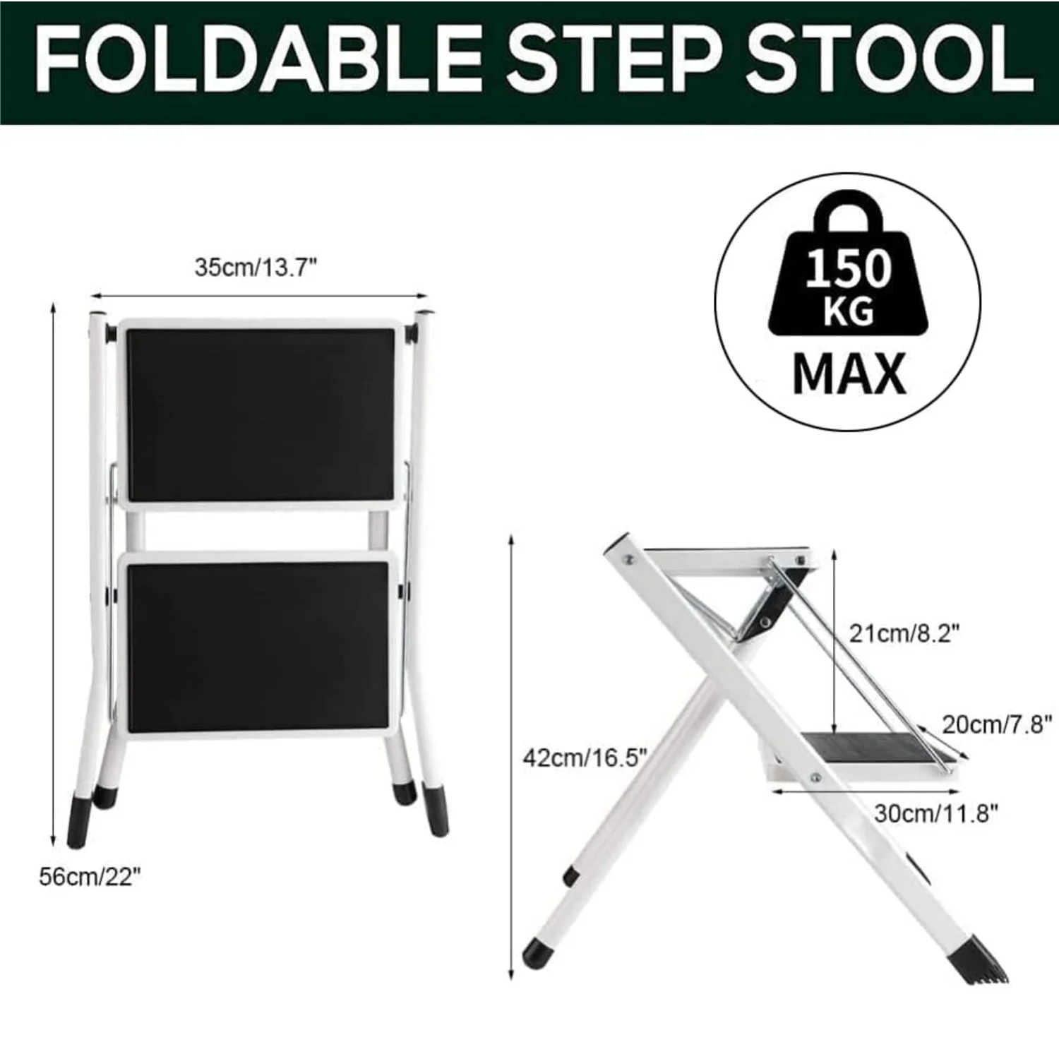 Sgabello pieghevole a 2 stadi Scaletta per tapis roulant in metallo Sgabello da campeggio pieghevole Scala per palcoscenico per bagno