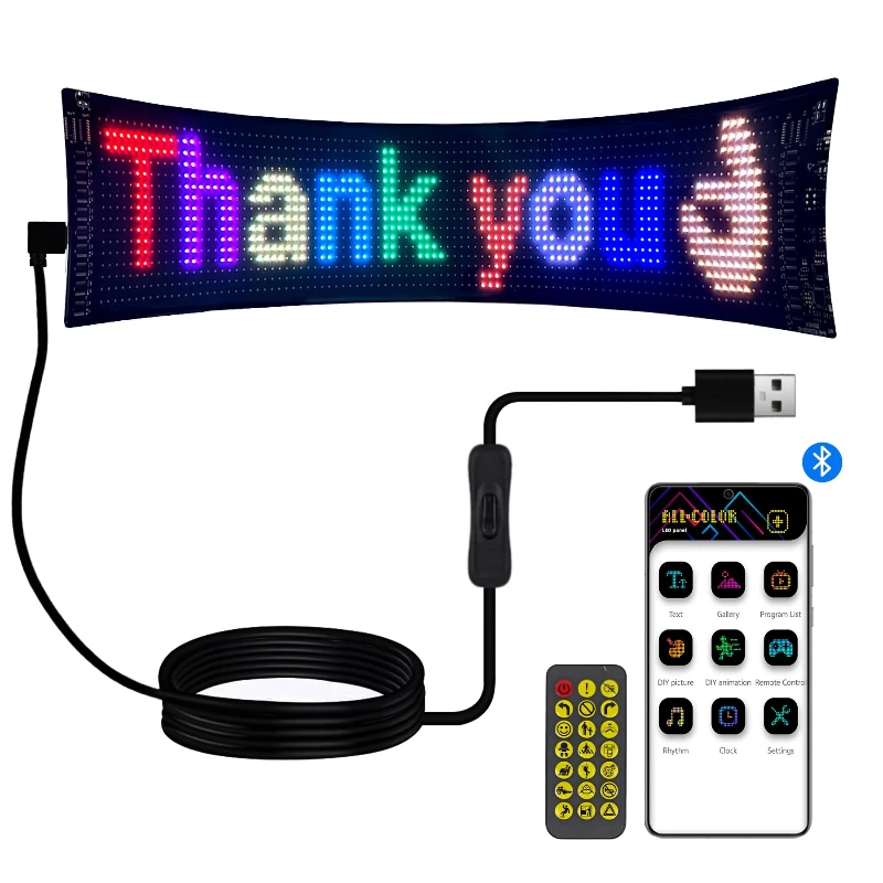 Sinal led carro rolagem publicidade usb 5v bluetooth app controle logotipo luz padrão personalizado animação display programável diy