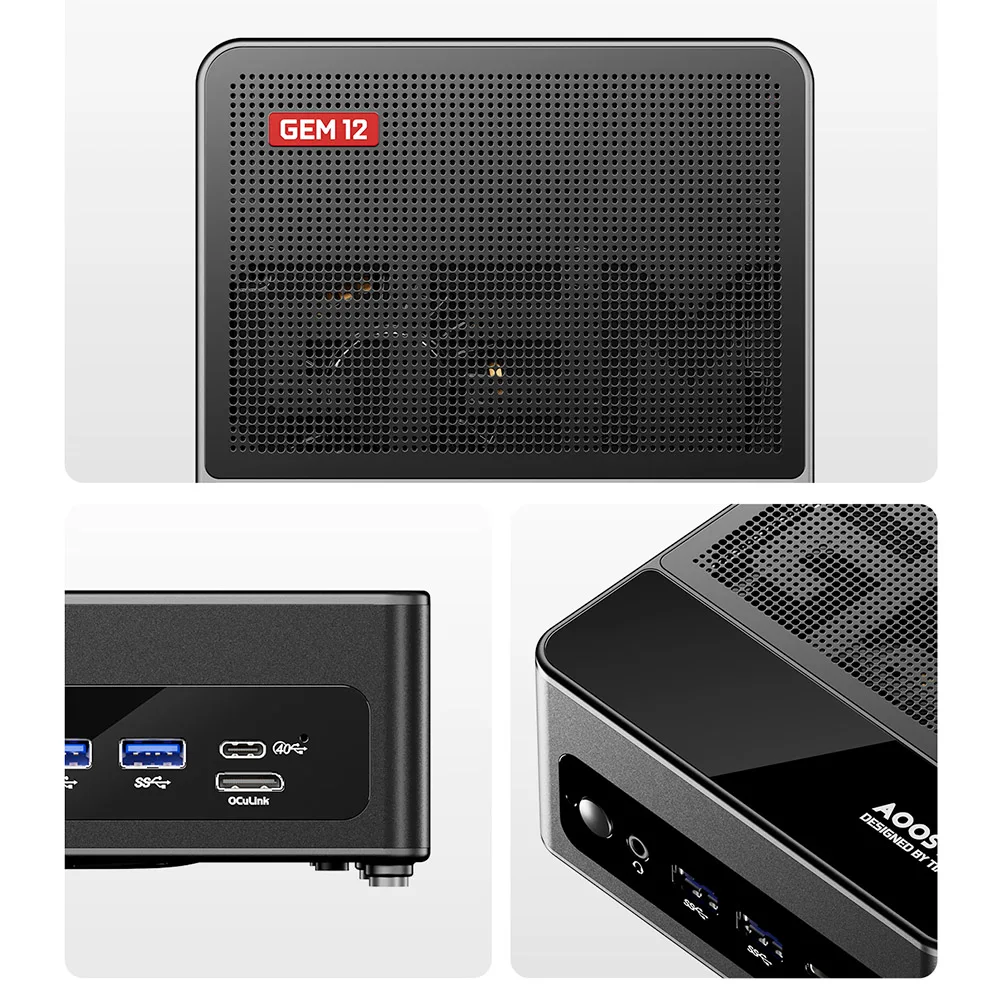 AOOSTAR GEM12 Mini-PC, AMD Ryzen 7 8845HS 8 Core bis zu 5,1 GHz, 32 GB DDR5 RAM 1 TB PCle 4.0 SSD, HDMI 2.1 + DP 1.4+ USB 4 + Typ-C