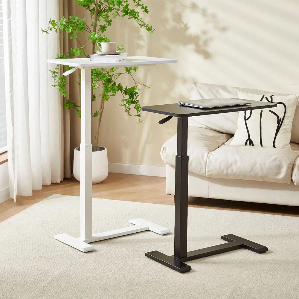 Tookfun Home Pneumatic Lifting Table Movable Bedside Small Square Table Adjustable Height Desk With Wheels