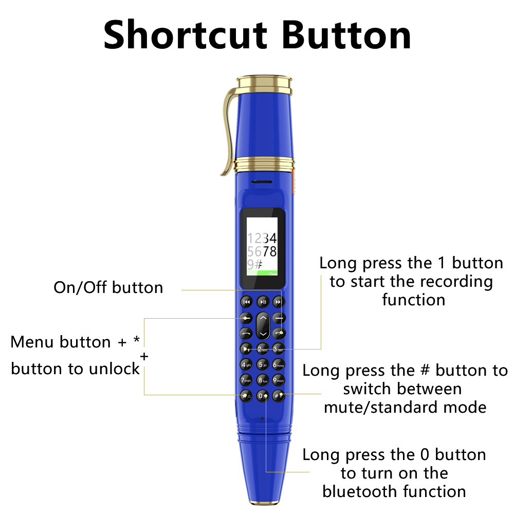 SERVO K07 Plus Điện Thoại Di Động Mini Bút Dual SIM Camera Quạt Trình Quay Số Bluetooth Đài Phát Thanh Đầu Ghi Magic Thoại ĐTDĐ Chờ Lâu thời Gian