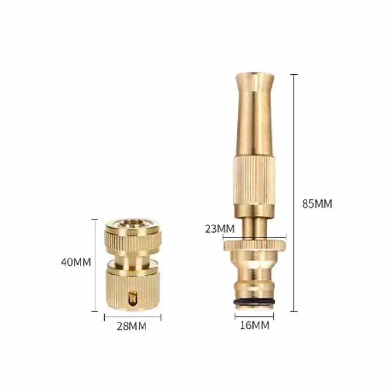 Bico de pulverização pistola de água latão alta pressão spray direto sprinkler conector rápido casa mangueira jardim arma ajustável