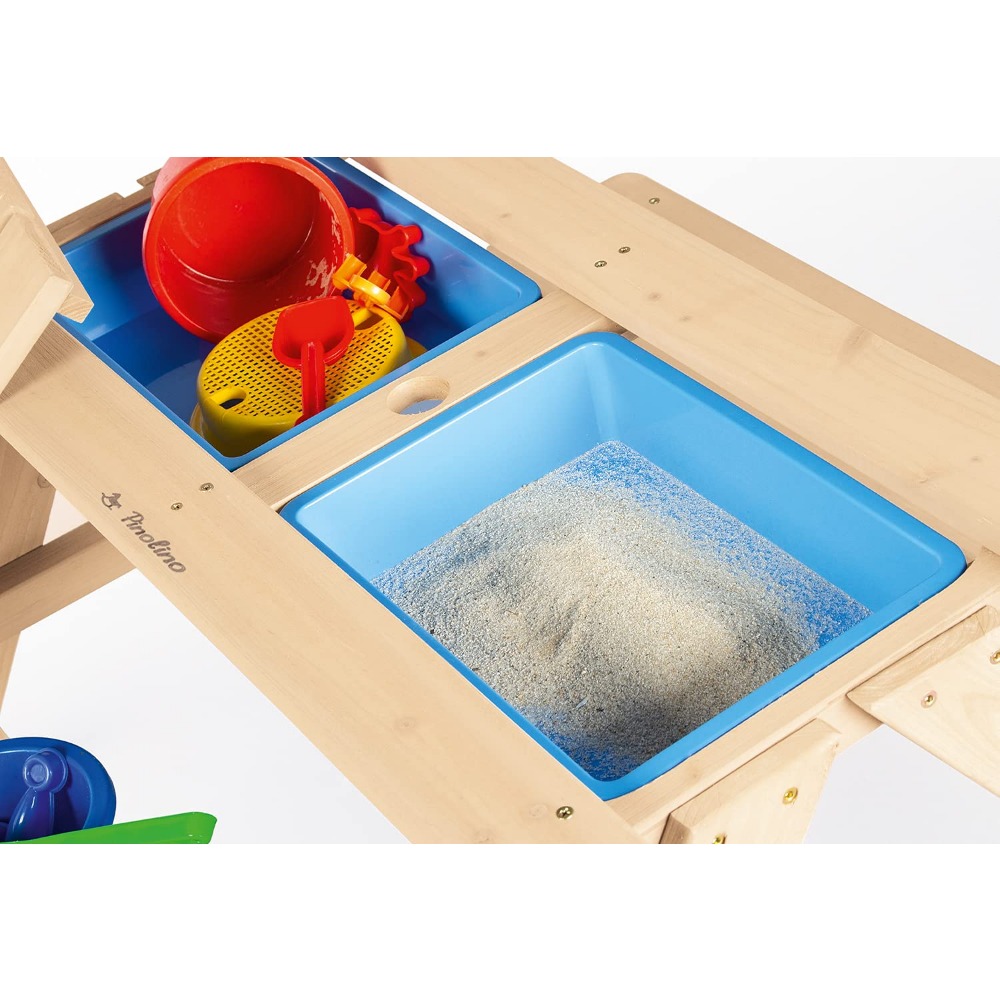 Kindersitzgarnitur Matsch-Nicki for 4, inkl. 2 Bänder und abnehmbares Arbeitsplatte, für Kinder ab 2 Jahren, aus massivem Holz