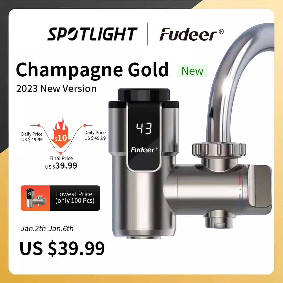 Fudeer-calentador de agua eléctrico, Conector de grifo de cocina, adaptador de grifo de agua caliente instantáneo, calentador de agua de 220V, accesorios de baño