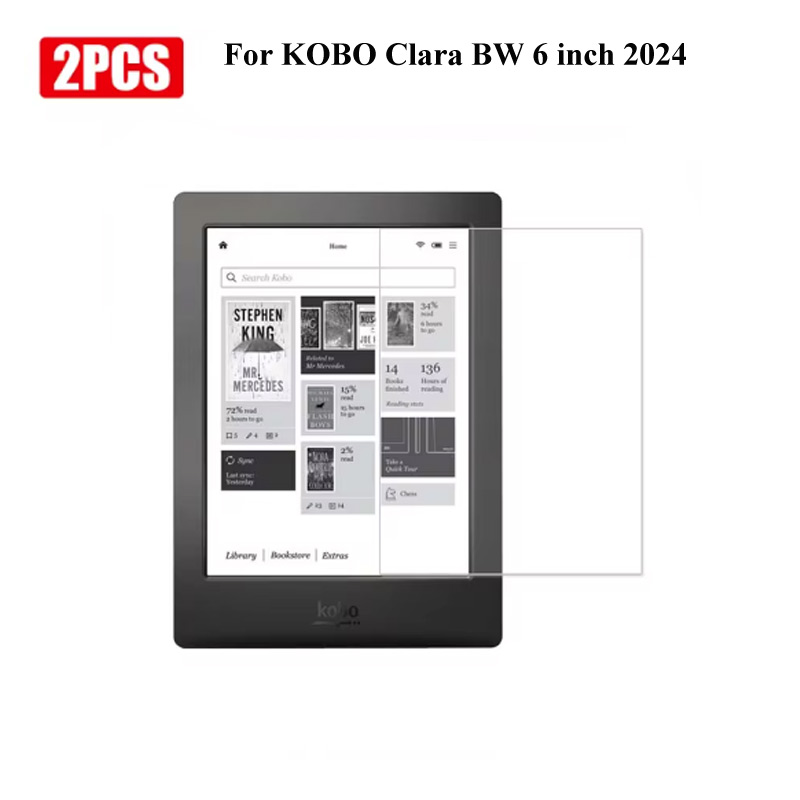 2 uds Protector de pantalla de vidrio templado para KOBO Libra 2 Clara Color BW Clear KOBO Clara 2E 6,0 Elipsa 2E 10,3 película protectora