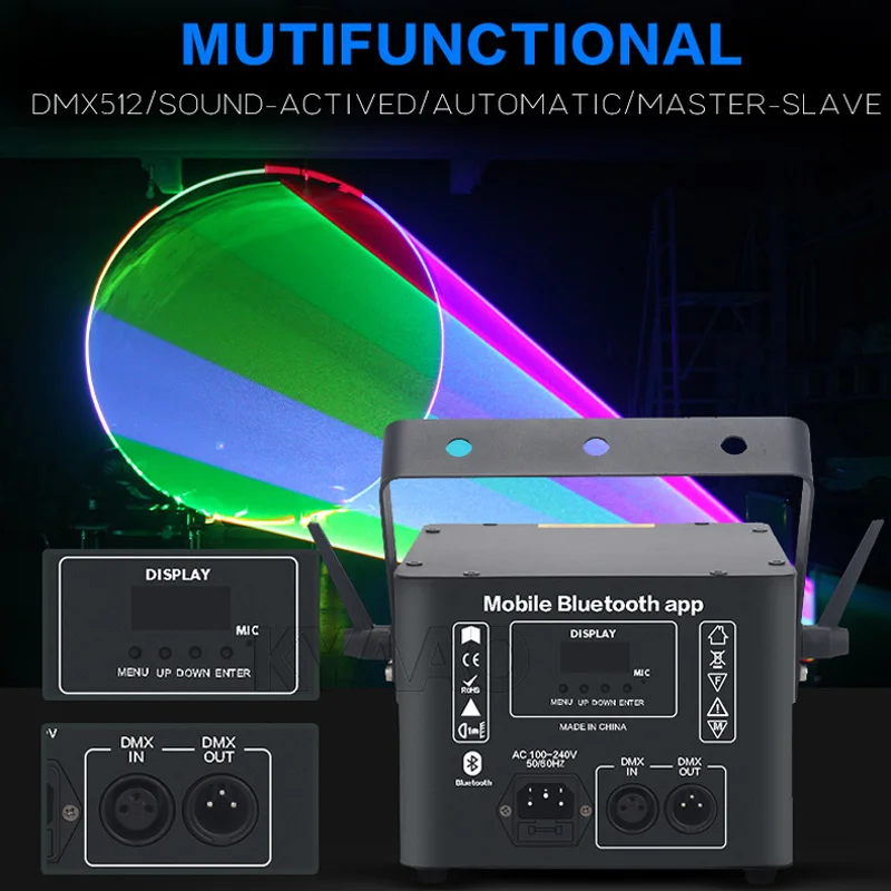 5W Laser Disco Podiumverlichting Projector met IOS/Android DMX-bediening voor Bruiloft Home Party 3D Animatie Logo Display