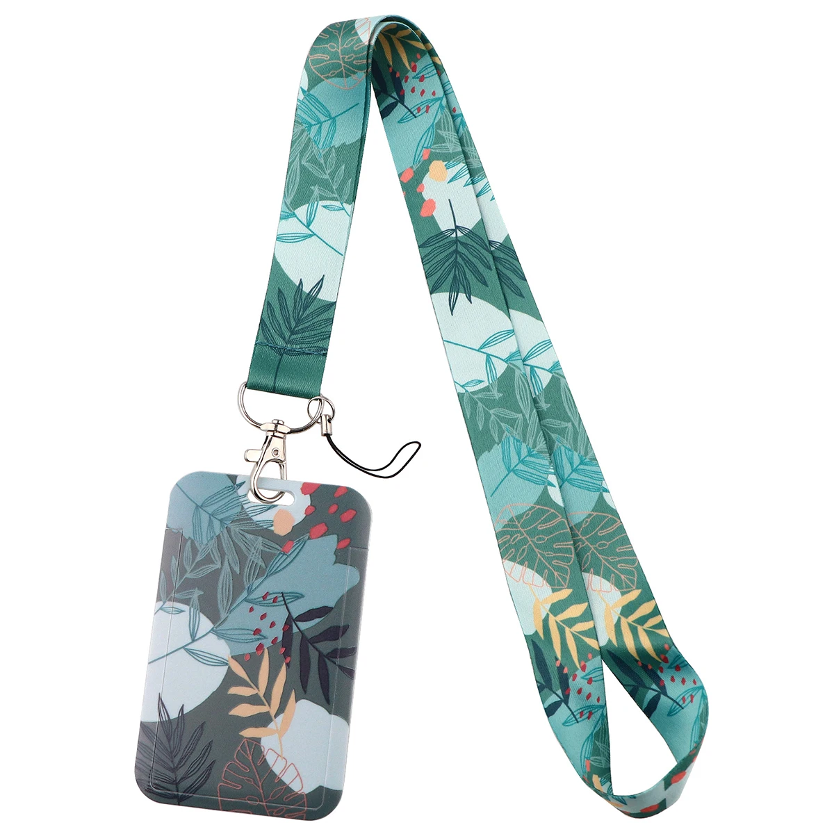 Pianta verde Semplice stile fresco Foglie verdi Tracolla Carta d'identità Cinghie per telefono da palestra Porta badge USB Corda per appendere fai da te Lariat Cordino