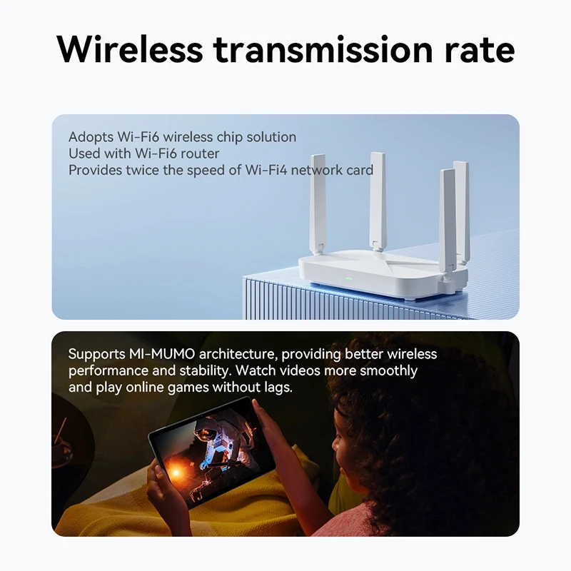 WiFi6 AX286 Adapter Network Card Mini USB Dongle 2.4GHz 300Mbps 802.11AX Signal Reception Driver-Free For PC Laptop Windows10/11