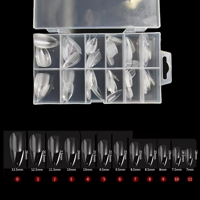 120 เล็บปลอม Semi-Frosted CLEAR โลงศพเล็บปลอมเคล็ดลับกดบนเล็บ Soak Off เล็บเต็มรูปแบบแคปซูลสําหรับขยาย