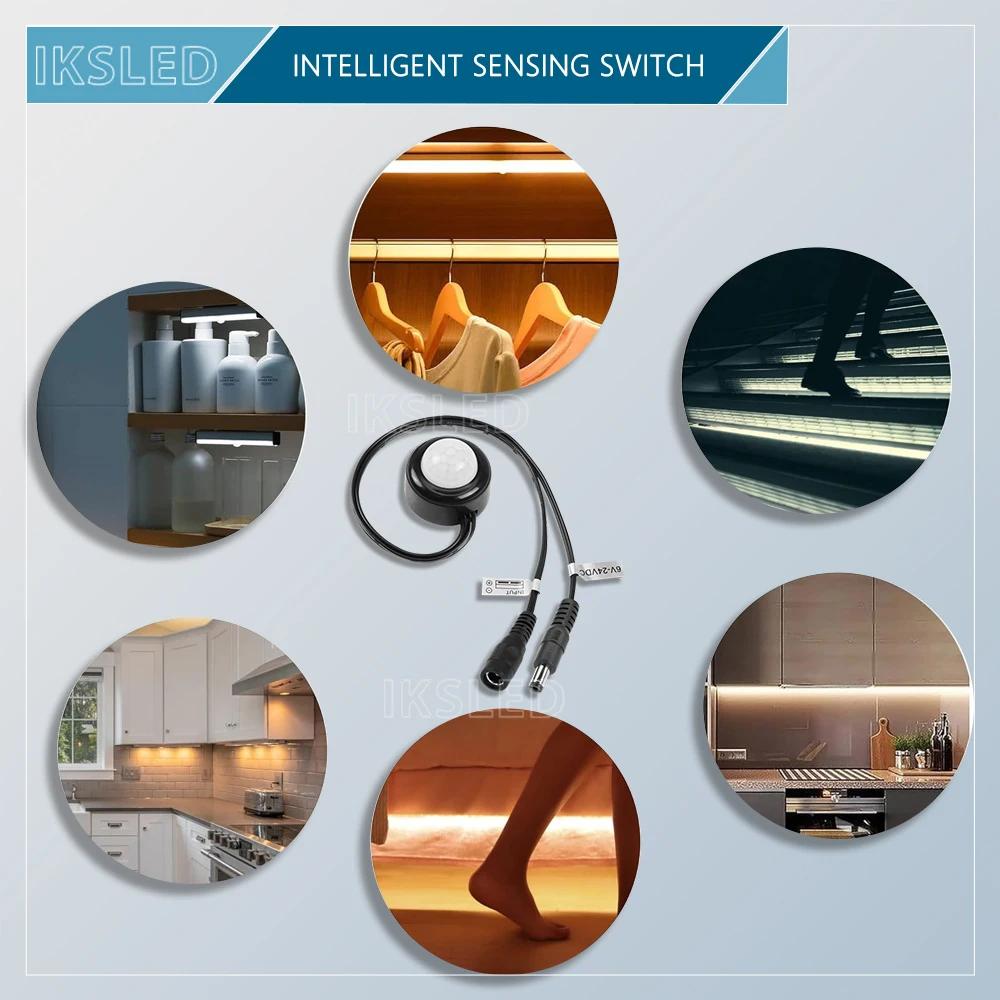 PIR Motion Sensor Switch,DC6V-24V 5A PIR Infrared Motion Human Body Sensor Detector Switch,Light Sensor Adjustable for LED Strip