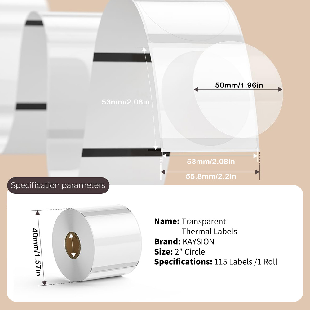 Rouleau d'étiquettes adhésives thermiques en papier Transparent, combinaison pour Phomemo M110/M200/M120/M220 E210 P50 DETONG P1 SINMARK SK20