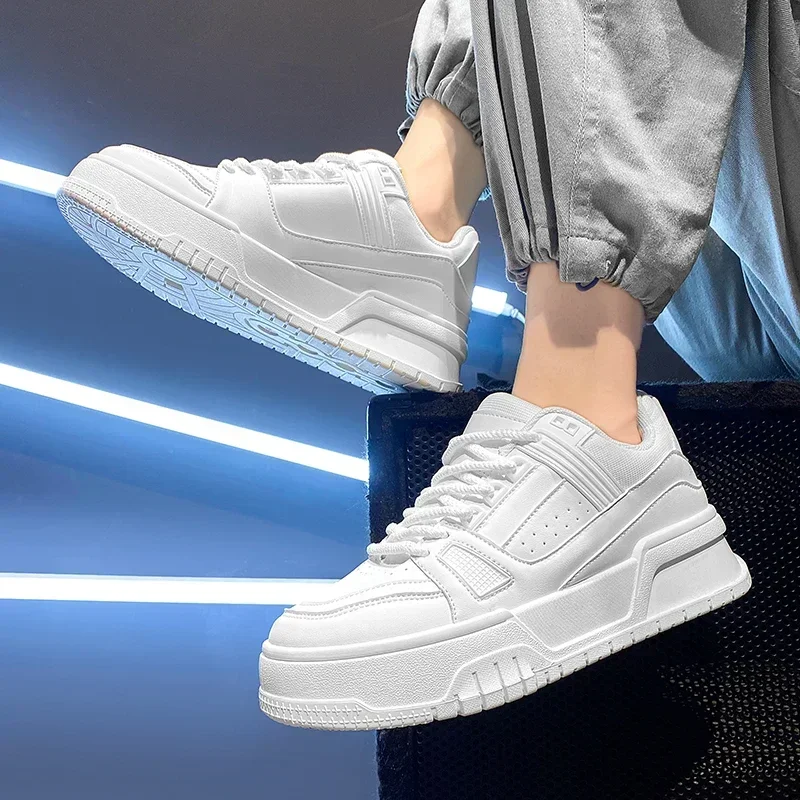 Zapatillas de deporte de lujo para Hombre, zapatos informales de cuero blanco, cómodas Zapatillas para correr para Hombre, zapatos deportivos con plataforma de lujo, Zapatillas para Hombre