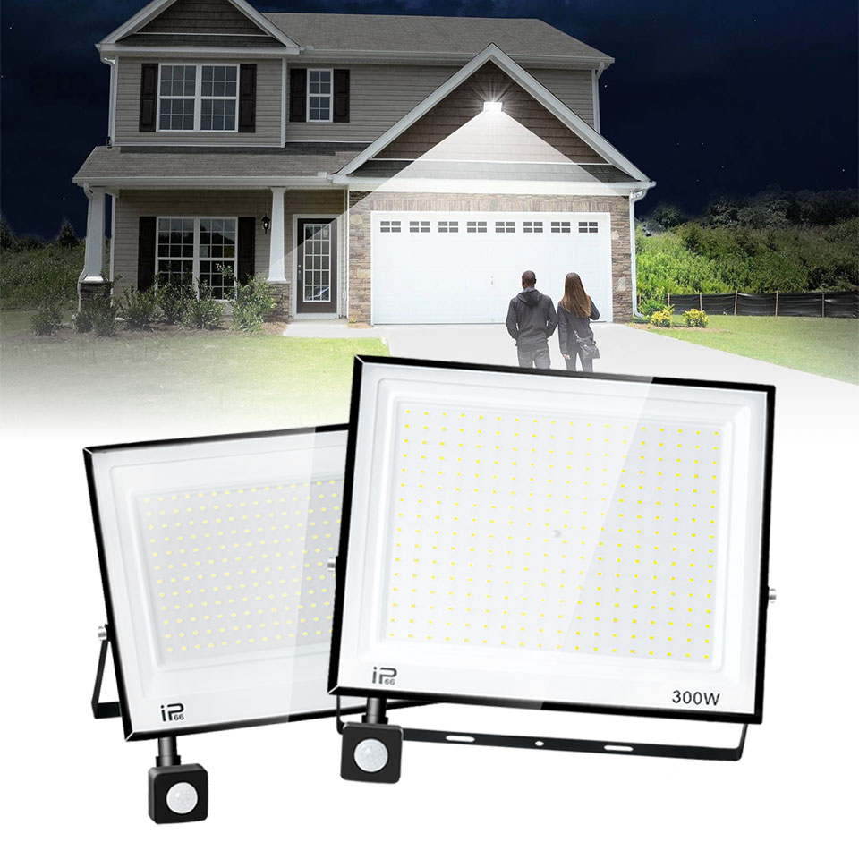 Светодиодный прожектор с датчиком движения, уличный светильник, светодиодный светильник 220 В, водонепроницаемый уличный настенный светильник для украшения сада, уличные ворота