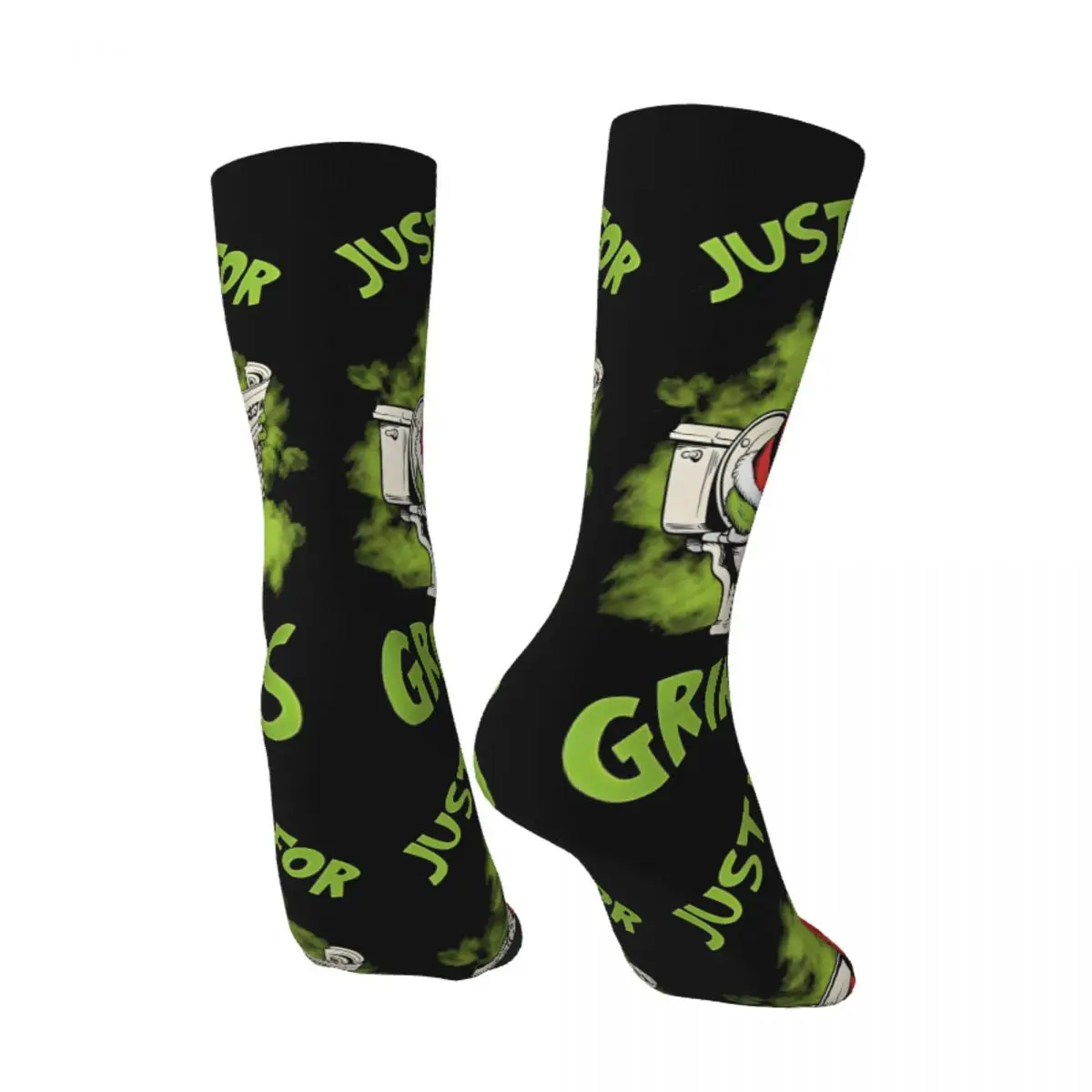 Calcetines unisex para hombre Navidad-S-Verde-S-Grinching Sólo esperando por medias navideñas Calcetines Kawaii de invierno Calcetines antideslizantes para escalar