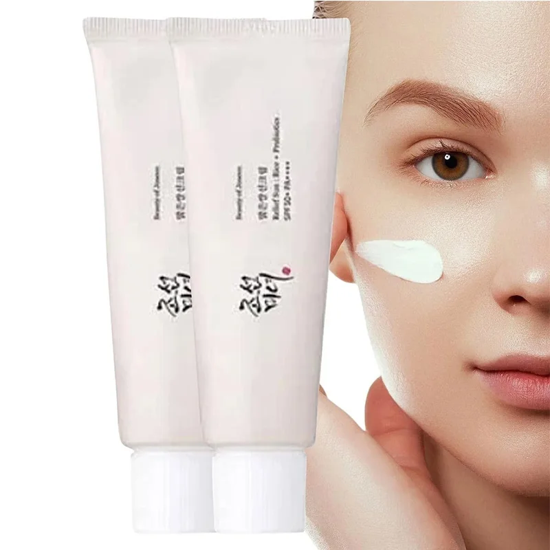 SPF50 + 日焼け止め韓国米プロバイオティクスソーラーブロッカースキンホワイトニングクリーム抗 UV 日焼け止め顔マイルド保湿血清 50 ミリリットル