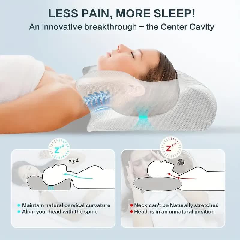 Almohada ortopédica Cervical con forma de mariposa para dormir, cojín cómodo de Ion de cobre con memoria de rebote lento para el cuidado de la salud