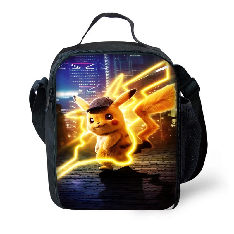 Grande capacidade isolada saco dos desenhos animados para meninos e meninas, refrigerador térmico, lancheira, desenhos animados de Pikachus, piquenique ao ar livre, estudante, criança