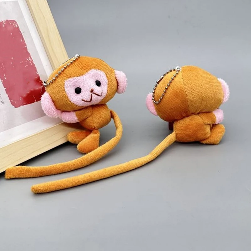 การ์ตูนลิงหางยาวตุ๊กตาพวงกุญแจจี้ DIY ตุ๊กตาของเล่นตุ๊กตาพวงกุญแจกระเป๋าเป้สะพายหลังจี้อุปกรณ์เสริมของขวัญเด็ก