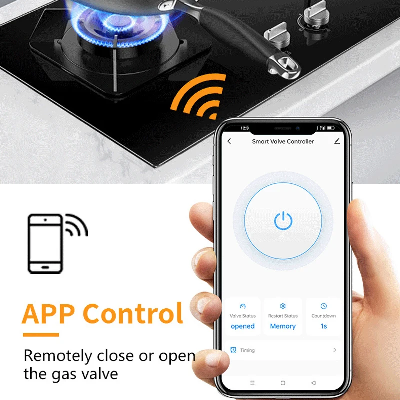Válvula inteligente de Gas y agua con WiFi, temporizador de Control automático de encendido y apagado, compatible con Alexa y asistente de Google, Tuya, DN15, DN20