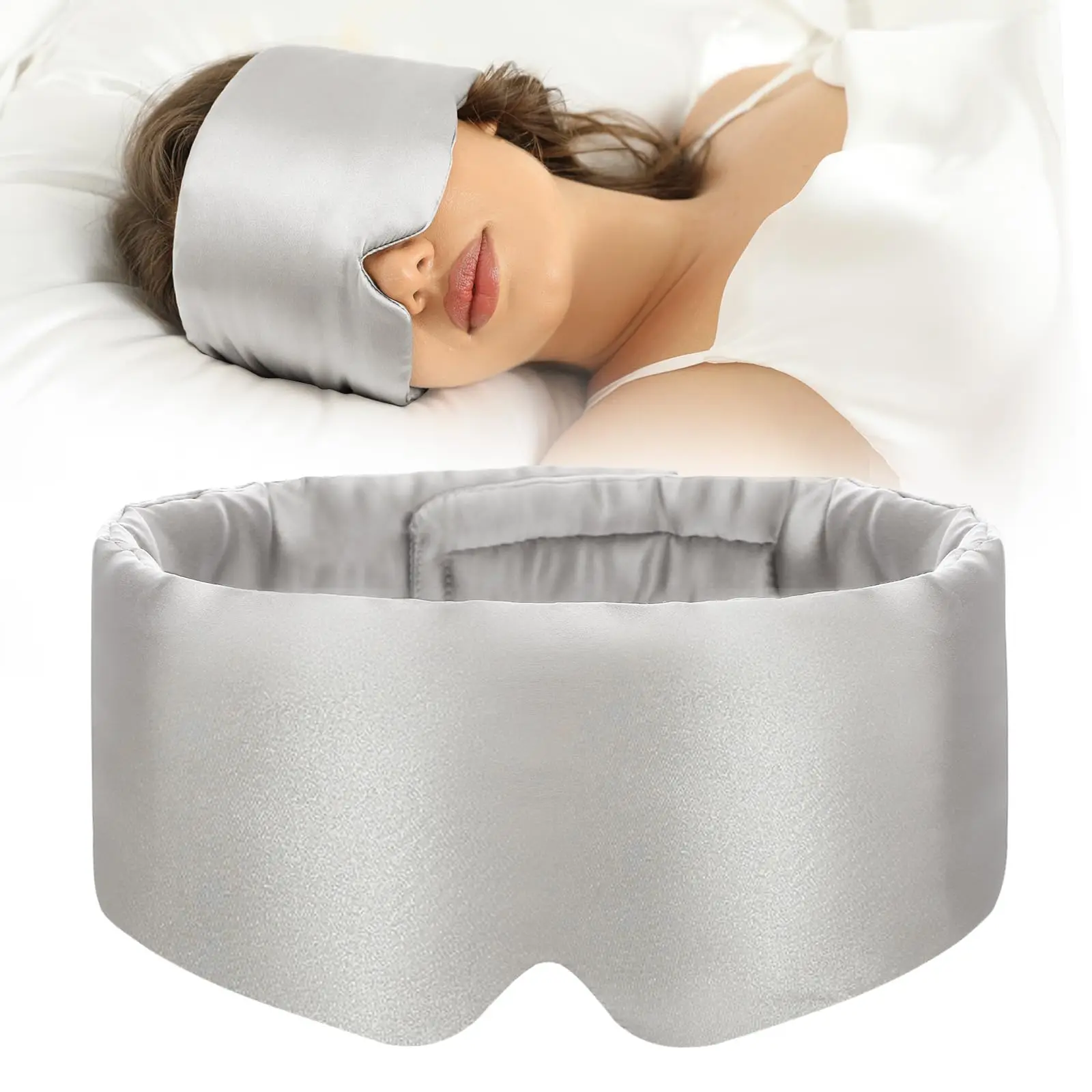 Verstelbare Zijden Slaapmasker Voor Zijslaper, Oogmasker Slapen Voor Dames 100% Pure Moerbeizijde, Zijden Oogbedekking Om Te Slapen