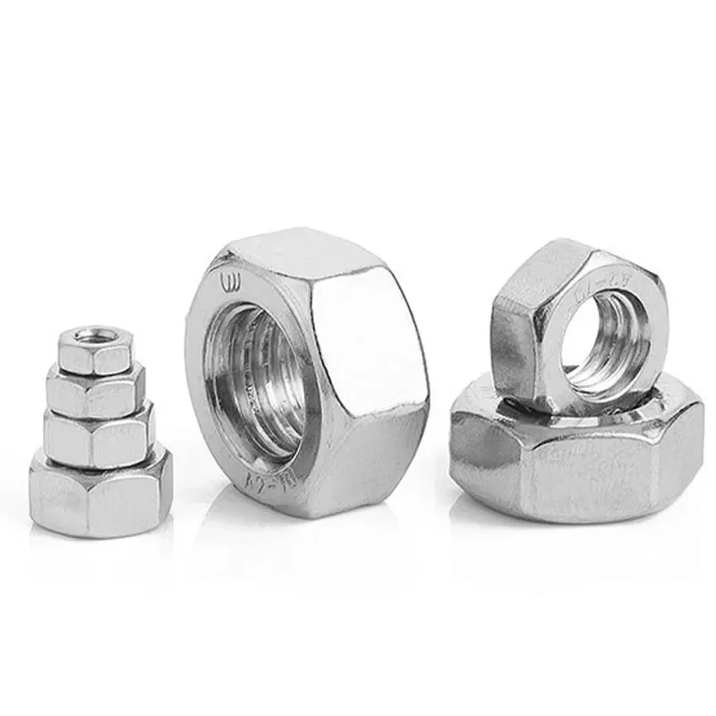 10 unids/lote M2 M2.5 M3 M3.5 M4 M5 M6 M8 M10 304 tuercas hexagonales de acero inoxidable