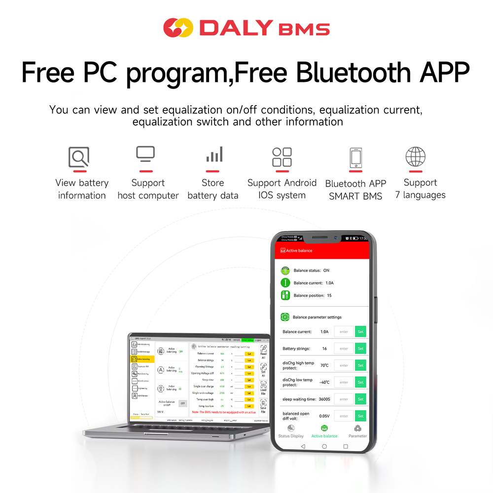 Daly Active Balancer 4S LifePo4 Balancer LTO 6S Li-ion Balance Board 3S 4S 7S 8S 24V 10S ecualizador de batería 3,2 V 3,7 V 100A BMS