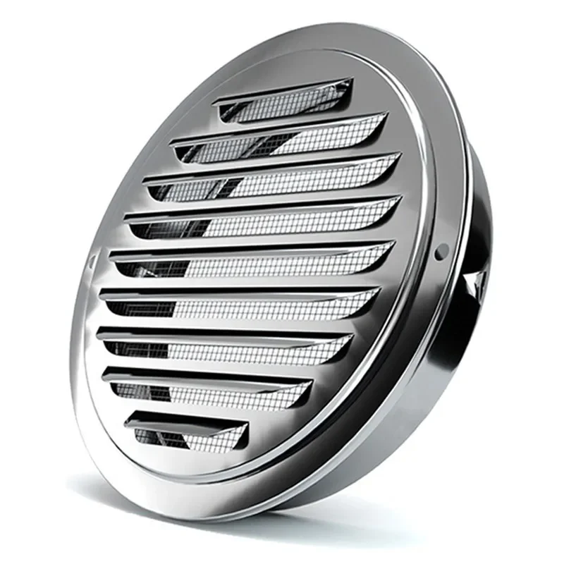 Grade de saída de ar de parede externa de aço inoxidável, tampa de duto redondo, tampa de ventilação de ar, plugue de furo sistema de ventilação, 70-200mm