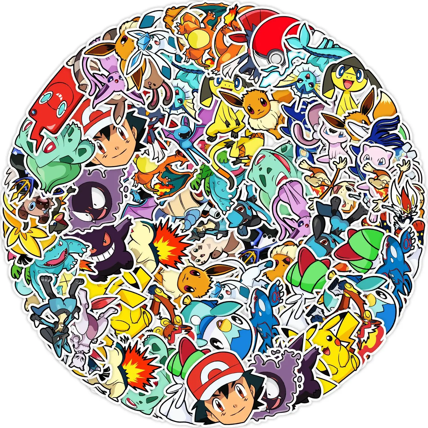 50PCS อะนิเมะ Pokemon น่ารักสติ๊กเกอร์ DIY โน้ตบุ๊คแล็ปท็อปโทรศัพท์กระเป๋าเดินทางจักรยานการ์ตูนตลก Graffiti สติกเกอร์ของเล่นเด็กตกแต่ง