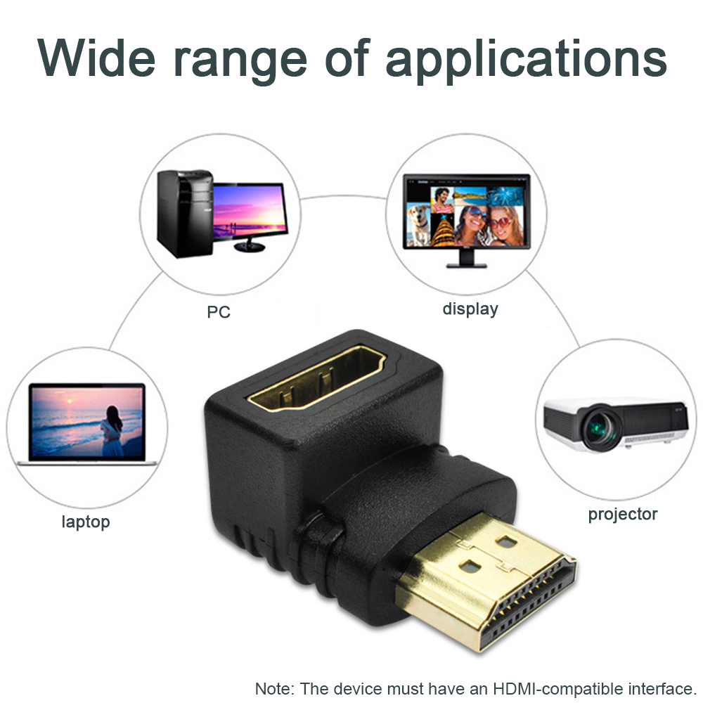 Adapter zgodny z HDMI 90 270 stopni kąt prosty konwerter męski na żeński złącze 4K HD Mini / Micro HDMI-kompatybilny przedłużacz