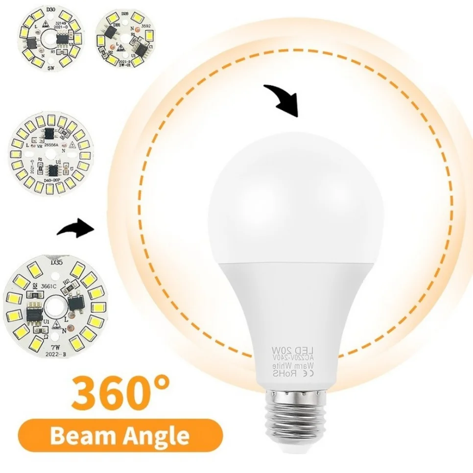 Chip LED para bombilla de lámpara 3W 5W 7W 9W 12W 15W SMD 2835 Chips de bombilla redonda Led cuentas de luz AC 220V-240V Chip de bombilla de foco de iluminación