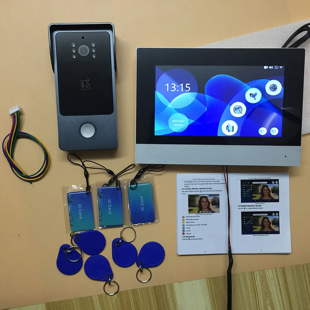 Neue Tuya Smart 2-drahtete Türklingel Wifi Video Intercom System mit APP Remote IC Karte Entsperren 1080P 7 zoll Touchscreen