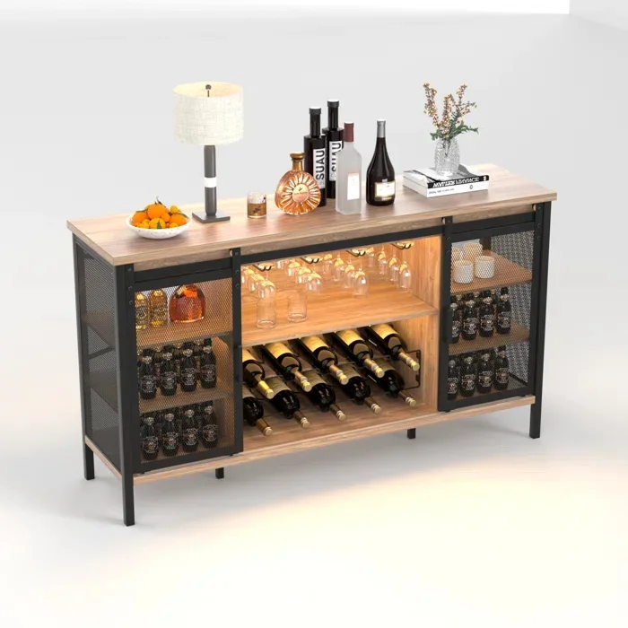 Estante de exhibición personalizado del gabinete del vino del almacenamiento de encargo de la barra del supermercado montado en la pared de la sala de estar del estilo moderno europeo